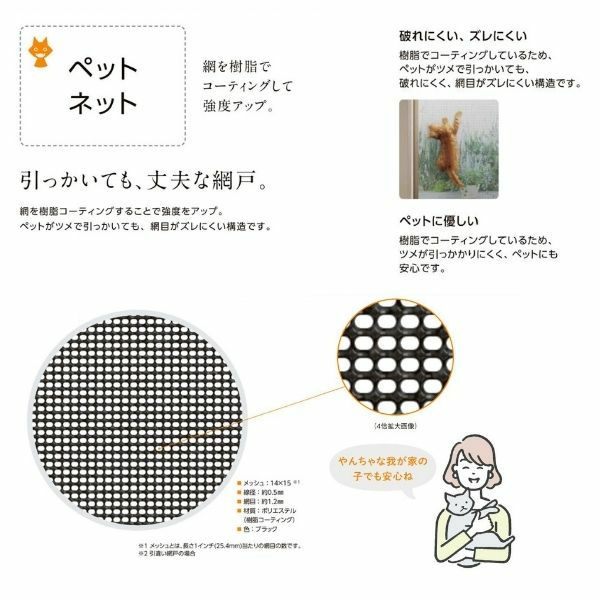 リフォーム網戸 1枚あたり採寸W230-590×採寸H1969-2348mm 引違い網戸 標準タイプ 窓/テラスサイズ 3/4枚建用 2枚セット リクシル純正品 オーダーサイズ DIY 7枚目