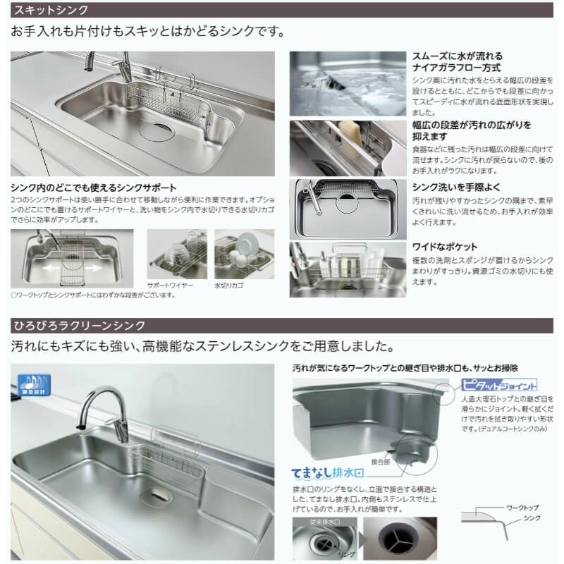 システムキッチン リクシル ノクト センターキッチン構造壁対応間口90cm W2424mm 基本プラン 3口コンロ 間口幅242.4×奥行75/97cm 食洗機なし グループ2 LIXIL リフォーム 流し台 システムキッチン セミオーダー 仕様変更対応 12枚目