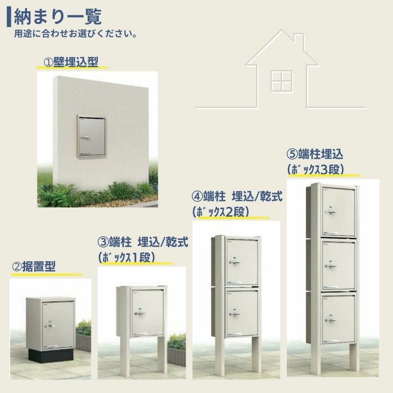 ポスティモ 宅配ボックス1型 受取可能寸法:W290*D230*H330mm シリンダー錠 郵便ポスト 宅配ポスト 置配 YKKap YKK シンプレオシリーズ 防犯 おしゃれ リフォーム 7枚目