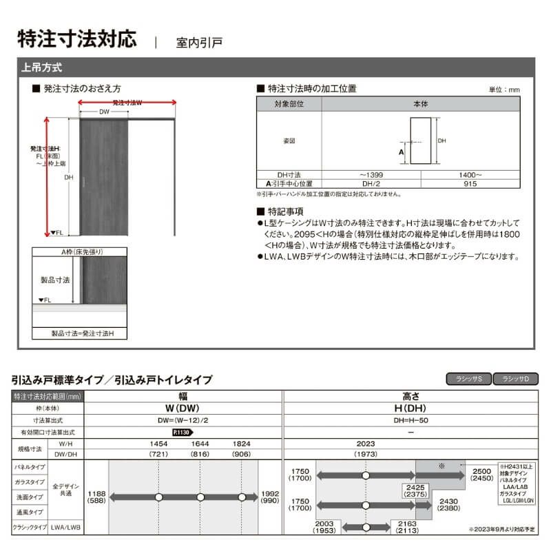 【オーダーサイズ 】室内引戸 上吊方式 リクシル ラシッサD キナリモダン 引込み戸 標準タイプ AKUHK-LGL ノンケーシング枠 W1188～1992mm×H1750～2425mm DIY 9枚目