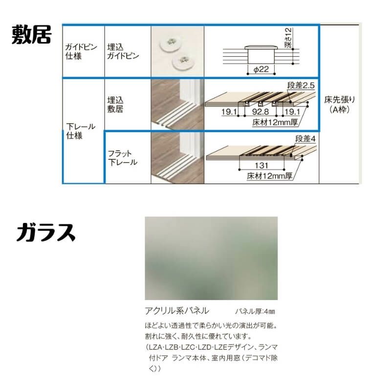 【オーダーサイズ 】可動間仕切り 引戸上吊方式 リクシル ラシッサD キナリモダン 片引戸2枚建 AKMKT-LZE ケーシング付枠 W2116～3916mm×H1750～2425mm DIY 6枚目