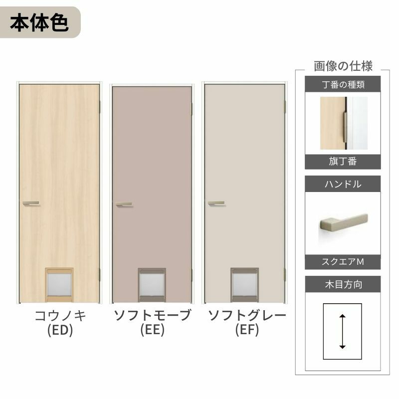 ペットドア付室内ドア リクシル ラシッサD キナリモダン AKTBH-LAA ノンケーシング枠 0720 W780×H2023mm 鍵付/鍵なし LIXIL リフォーム DIY 7枚目