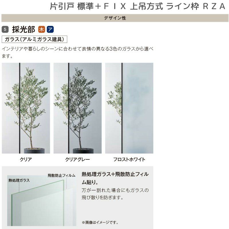 室内引戸 片引戸 標準タイプ＋FIX 上吊方式 ライン枠 RZA