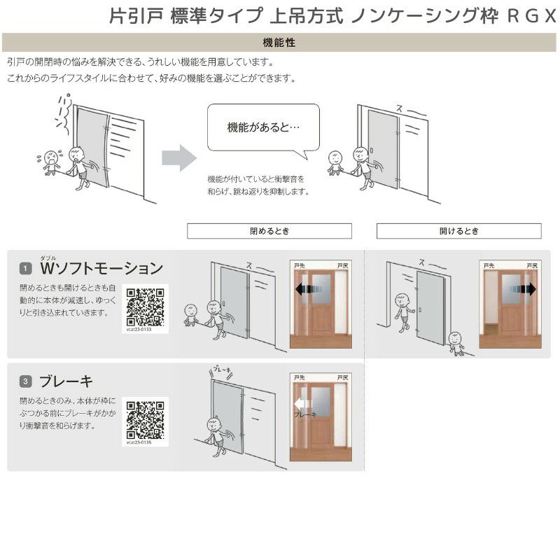 室内引戸 片引戸 標準タイプ 上吊方式 ノンケーシング枠 ラフィス RGX アクリル系パネル 1220/1320/1420/1620/1820 リクシル LIXIL Raffis 建具 リフォーム 7枚目