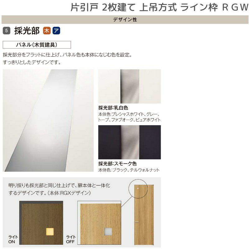 室内引戸 片引戸 2枚建 上吊方式 ライン枠 ラフィス RGW アクリル系パネル 2424 リクシル LIXIL Raffis 建具 リフォーム 8枚目