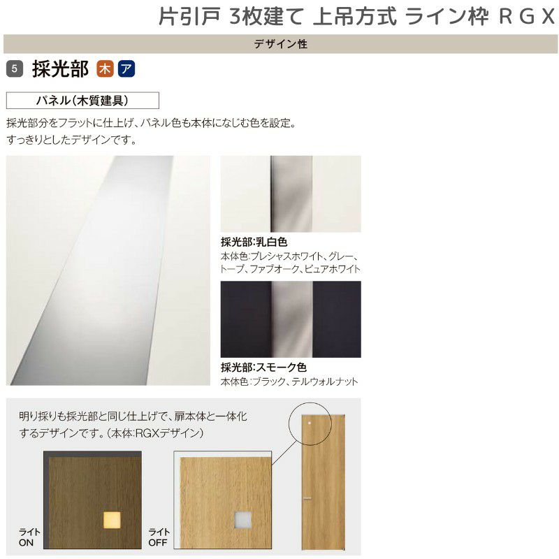 室内引戸 片引戸 3枚建 上吊方式 ライン枠 ラフィス RGX アクリル系パネル 3224 リクシル LIXIL Raffis 建具 リフォーム 8枚目