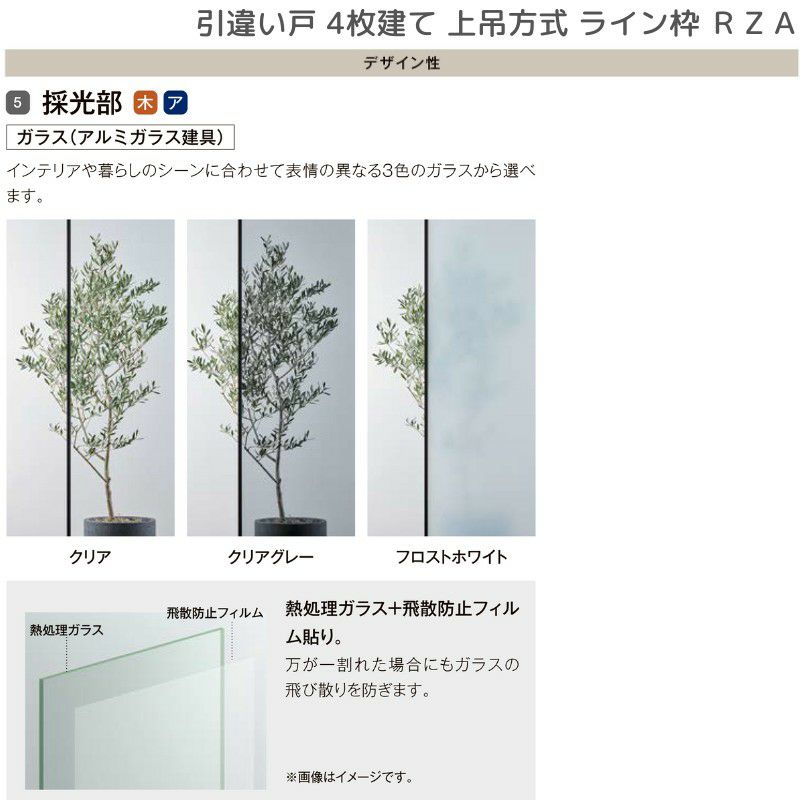 室内引戸 引違い戸4枚建 上吊方式 ライン枠 ラフィス RZA アルミガラス 3224 リクシル LIXIL Raffis 建具 交換 リフォーム DIY 8枚目