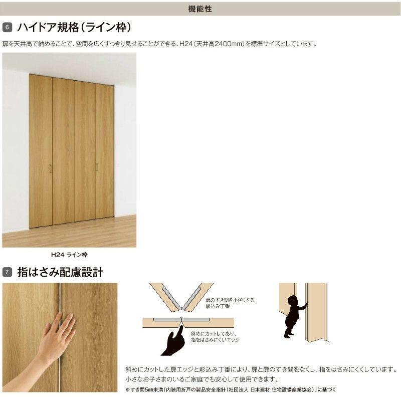 クローゼットドア 折れ戸 本体×1P(2枚) レールタイプ ライン枠