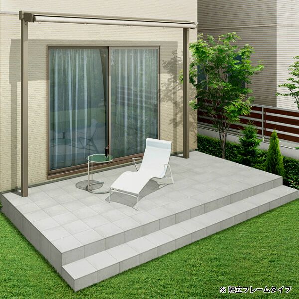 オーニング リクシル 彩風CR型 リモコン式 熱線遮断アクア 2.5間 間口4550mm 出幅1.25/1.5/2.0m 庇 日除け 窓 後付け 雨よけ おしゃれ リフォーム DIY 8枚目