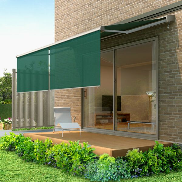 オーニング リクシル 彩風CR型 リモコン式 熱線遮断アクア 2.0間 間口3640mm 出幅1.25/1.5/2.0m 庇 日除け 窓 後付け 雨よけ おしゃれ リフォーム DIY 3枚目