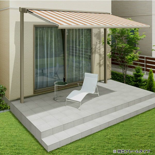 オーニング リクシル 彩風C型 手動式 アクリル 2.5間 間口4550mm 出幅1.25/1.5/2.0m 庇 日除け 窓 後付け 雨よけ おしゃれ リフォーム DIY 7枚目