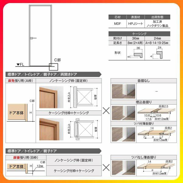 室内ドア 特注 オーダーサイズ ラシッサS 標準ドア LYA ケーシング付枠 W597～957×H1740～2425mm 錠付き/錠なし リクシル  LIXIL 屋内 オーダー 建具 ドア 木製 おしゃれ 室内ドア 交換 リフォーム DIY 【リフォームおたすけDIY】