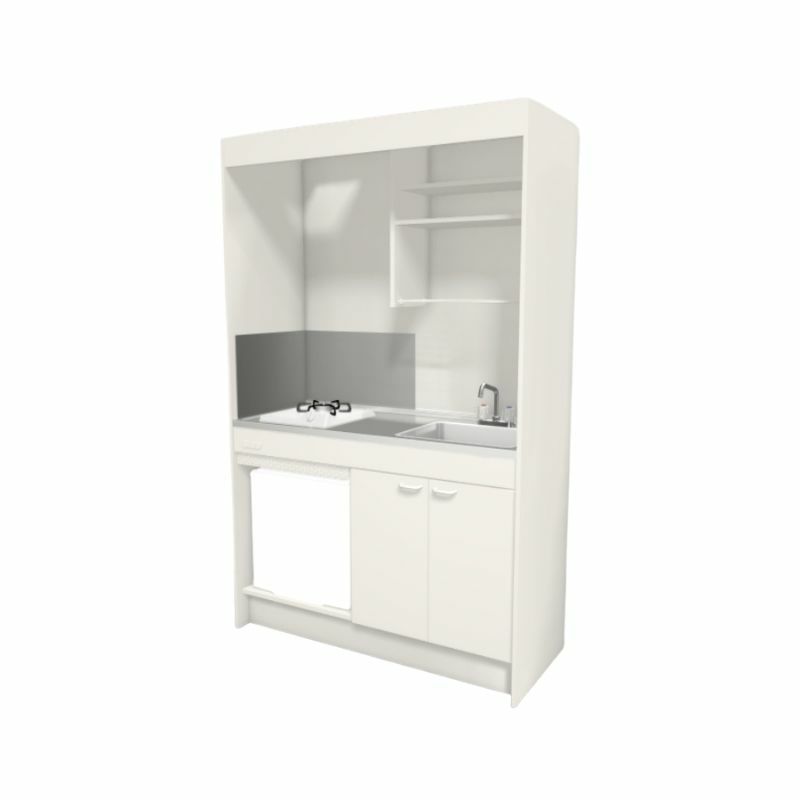 LIXIL ミニキッチン フルユニット 冷蔵庫タイプ 間口150cm(1500mm) ガスコンロ DMK15LFW(B/E)(1/2)D◆(R/L) 冷蔵庫付きでの注文可能 コンパクトキッチン 流し台 リフォーム