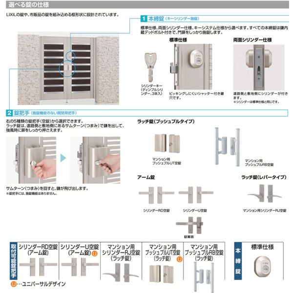 エルネクス門扉 M-KK型 両開き 11-20 柱使用 W1100×H2000(扉１枚寸法) LIXIL 5枚目