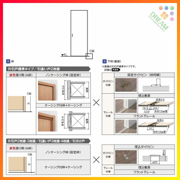 可動間仕切り 片引戸3枚建  引戸上吊方式 ラシッサD パレット ガラスタイプ LGH ノンケーシング枠 3220/3223 リクシル トステム インテリア建材 室内建具 DIY 3枚目