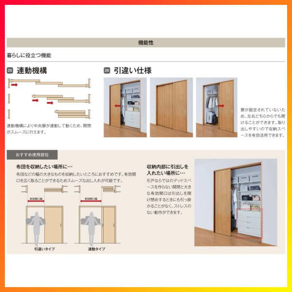 クローゼットドア ラシッサS 引き戸 連動タイプ LAB ノンケーシング枠 2623 W2542×H2306mm リクシル トステム/トステム 引戸  収納 押し入れ 棚 扉 LIXIL/TOSTEM リビング建材 室内建具 扉 戸 DIY