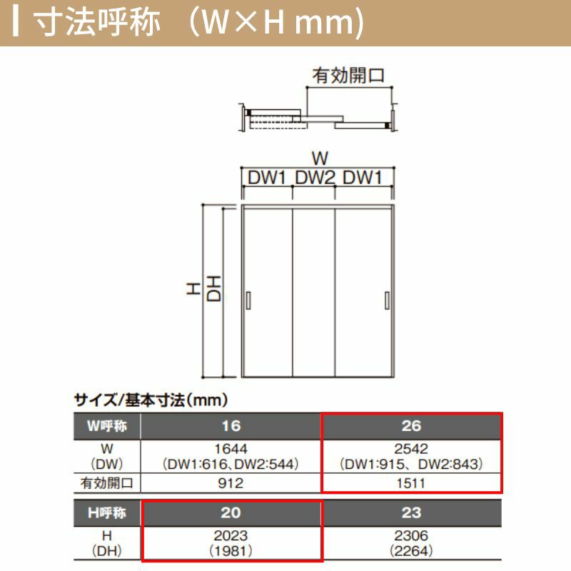 クローゼットドア ラシッサS 引き戸 連動タイプ LAB ノンケーシング枠 2620 W2542×H2023mm リクシル トステム/トステム 引戸 収納 押し入れ 棚 扉 LIXIL/TOSTEM リビング建材 室内建具 扉 戸 DIY 5枚目
