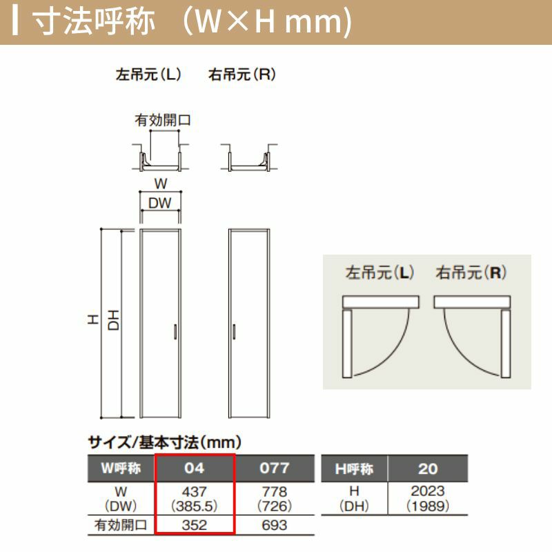 クローゼットドア ラシッサS 片開き戸 LAA ノンケーシング枠 0420 W437×H2023mm リクシル トステム/トステム 開き戸 収納 押し入れ 棚 扉 LIXIL/TOSTEM リビング建材 室内建具 扉 戸 DIY 5枚目