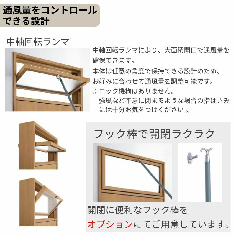 LIXIL ランマ付 採風 ラシッサS ノンケーシング枠 LTA 片開き 錠付き