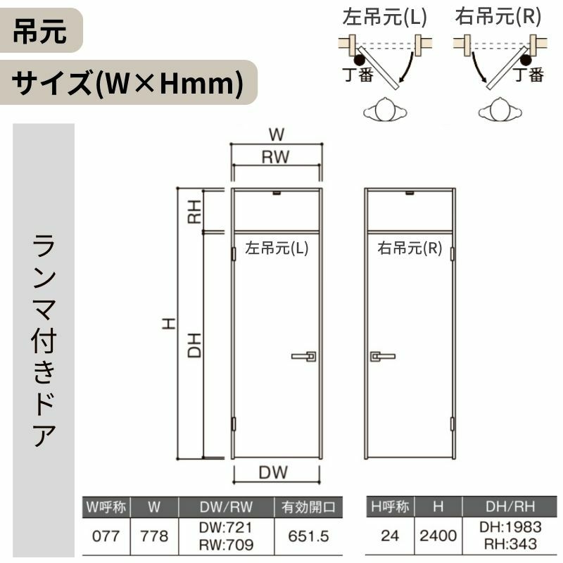 ランマ付 室内ドア ラシッサS LGJ ノンケーシング枠 0724 W780×H2400mm ガラス入りドア 錠付き/錠なし リクシル LIXIL ランマ ドア 屋内 セミオーダー 建具 ドア 木製 おしゃれ 室内ドア 交換 リフォーム DIY 【リフォームおたすけDIY】 5枚目