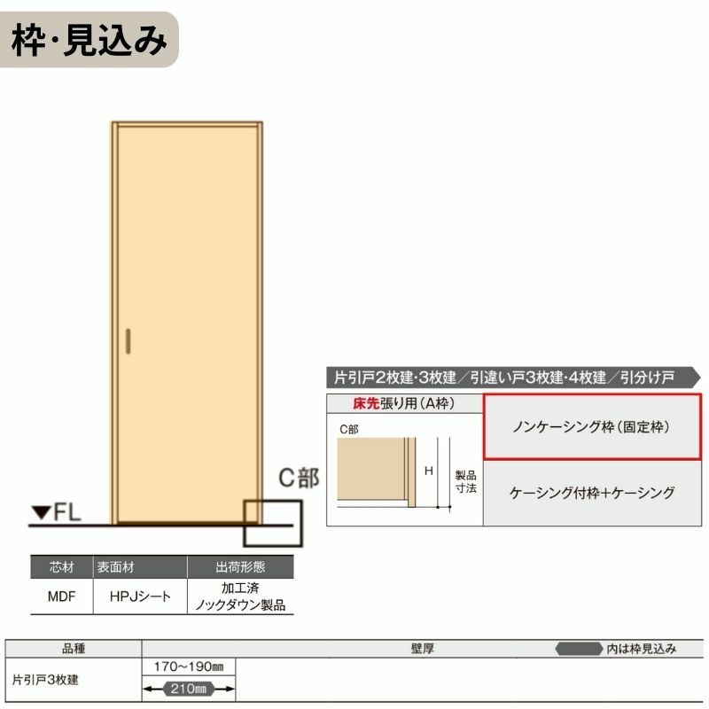 可動間仕切り LIXIL 室内引戸 上吊方式 片引戸3枚建 ラシッサS アルミ