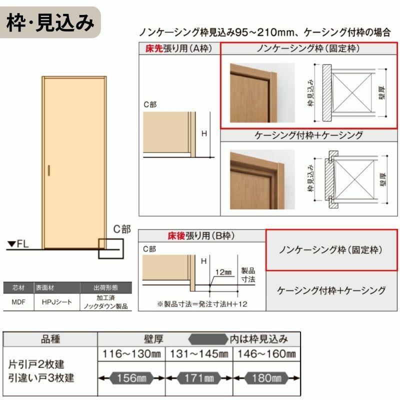 室内引戸 片引き戸 2枚建 Vレール方式 ラシッサS パネルタイプ LAH ノンケーシング枠 2420 W2432×H2023mm リクシル トステム 片引戸 ドア LIXIL/TOSTEM リビング建材 室内建具 戸 扉 ドア リフォーム DIY 7枚目