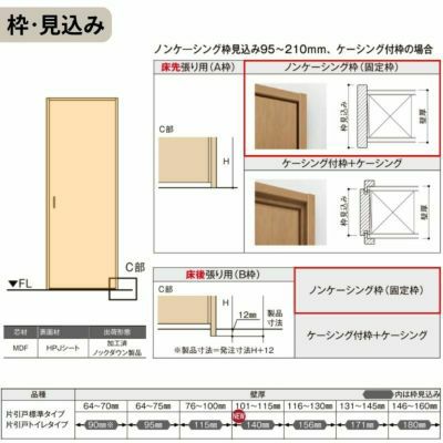 室内引戸 片引き戸 標準タイプ Vレール方式 ラシッサS パネルタイプ LAB ノンケーシング枠 1220/1320/1420/1620/1820 リクシル トステム 片引戸 ドア LIXIL/TOSTEM リビング建材 室内建具 戸 扉 ドア リフォーム DIY 8枚目