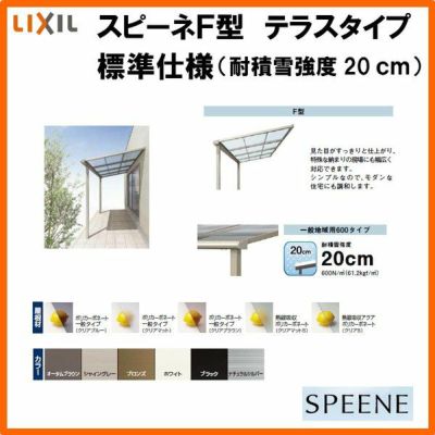 テラス屋根 スピーネ リクシル 間口2000×出幅2685mm テラスタイプ 屋根F型 耐積雪対応強度20cm 標準柱 リフォーム DIY