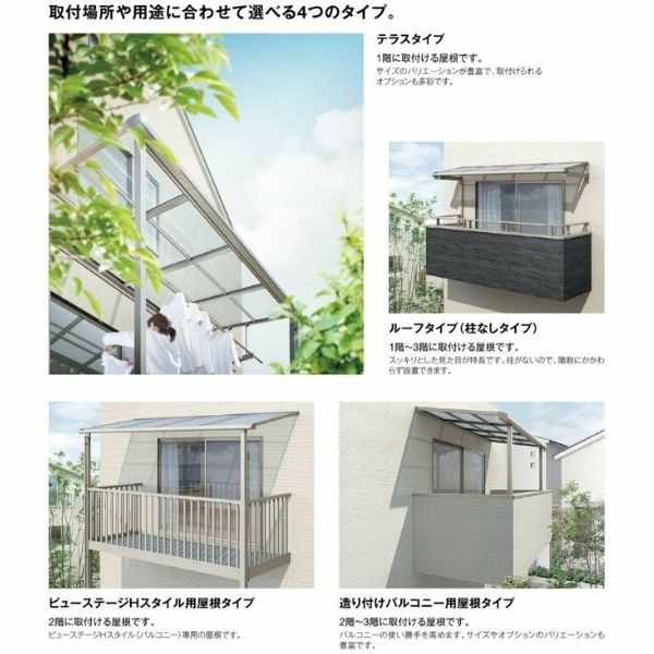 テラス屋根 スピーネ リクシル 間口3000×出幅885mm 造り付け屋根タイプ 屋根R型 耐積雪対応強度20cm 標準柱 リフォーム DIY 2枚目