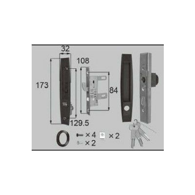 LIXIL/TOSTEM ドア引戸用部品 錠 玄関店舗勝手口引戸 引手錠：一番町引手内外錠召合せ外錠[L1Y54] [リクシル][トステム]