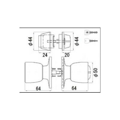 LIXIL/TOSTEM ドア引戸用部品 錠 玄関店舗勝手口テラスドア 把手：19用握り玉セット19C[DASZ003A] [リクシル][トステム]