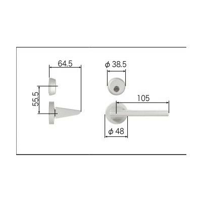 LIXIL/TOSTEM リビング建材用部品 ドア ハンドル：スタイルFタイプ把手シリンダー錠[MZTZTFC52] [リクシル][トステム] 2枚目