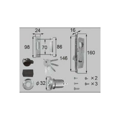 LIXIL/TOSTEM ドア引戸用部品 錠 玄関店舗勝手口引戸 片引き錠：ロックセット[D1Y60] [リクシル][トステム]