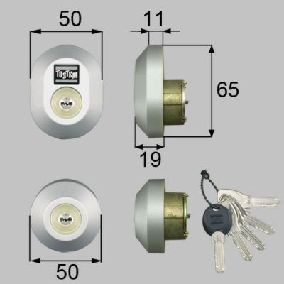 LIXIL/TOSTEM製玄関ドア用ドア錠セット（MIWA DNシリンダー）楕円 D5GZ3021【リクシル】【トステム】