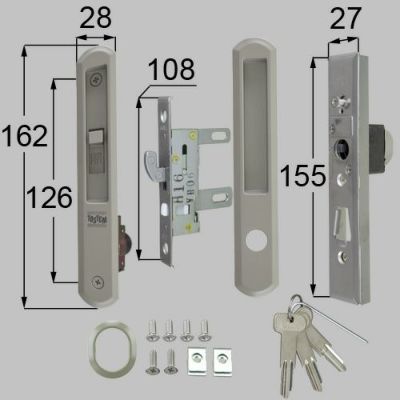 LIXIL/TOSTEM製玄関引戸用引手・引手錠 引手内外錠・召合せ外錠セット L1Y64【リクシル】【トステム】 2枚目