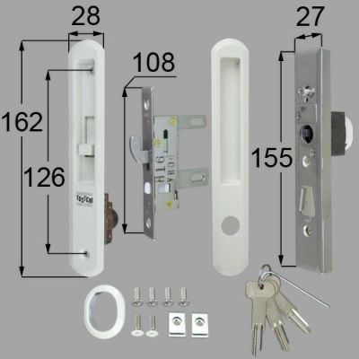 LIXIL/TOSTEM製玄関引戸用引手・引手錠 引手内外錠・召合せ外錠セット L1Y48【リクシル】【トステム】 2枚目