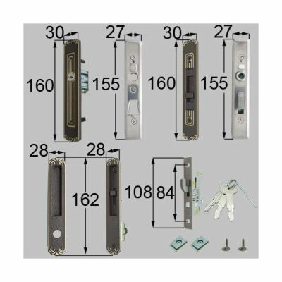 LIXIL/TOSTEM製玄関引戸用召合錠・内錠 引手・召合せ内外錠セット L1Y41【リクシル】【トステム】