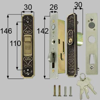 LIXIL/TOSTEM製玄関引戸用召合錠 引戸召合せ内外錠セット（MIWA