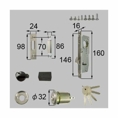 LIXIL/TOSTEM製勝手口引戸用引手錠 勝手口引戸用ロックセット D1Y60【リクシル】【トステム】