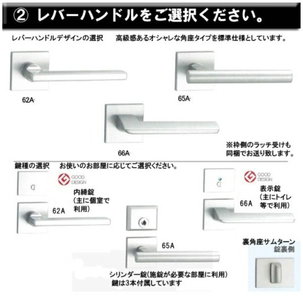 かんたん建具 扉のみ取替用 開き戸 框タイプ アクリル板付 ドアサイズ幅～915×高さ～1820mm オーダーサイズ レバーハンドル丁番付建具 室内ドア 交換 DIY 3枚目